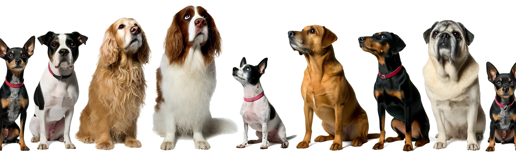 Dogs looking up
